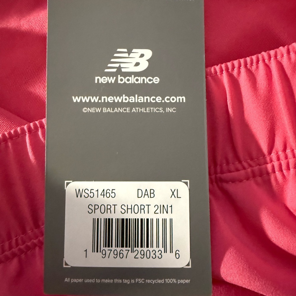 NWT women’s New Balance sport short 2 in 1 athletic shorts pink size XL - Picture 4 of 6
